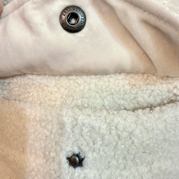Abercrombie & Fitch Women’s SM Sherpa Fleece Crop Jacket Cream Vegan Suede Y2K - Picture 6 of 9
